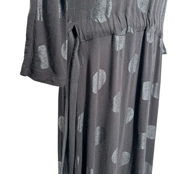 Belissa Black on Black Polkadot Maxi Dress Fit And Flare Vintage Small - Picture 4 of 6